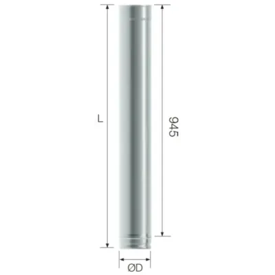 TUBO CHIMENEA SIMPLE PARED 200MM X1M INOX AISI 316L 4009357 ROS