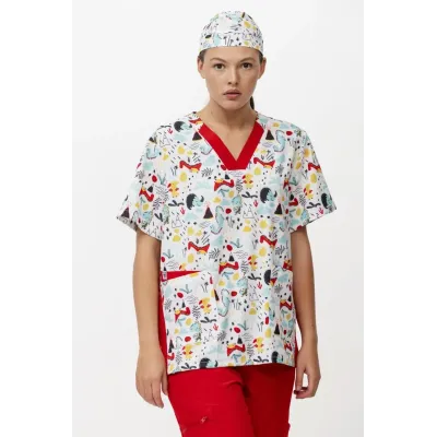 CASACA ELASTICA COMBINADA M/CORTA B9861 ESTAMPADO WORKTEAM