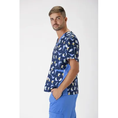 CASACA ELASTICA COMBINADA M/CORTA B9863 ESTAMPADO WORKTEAM