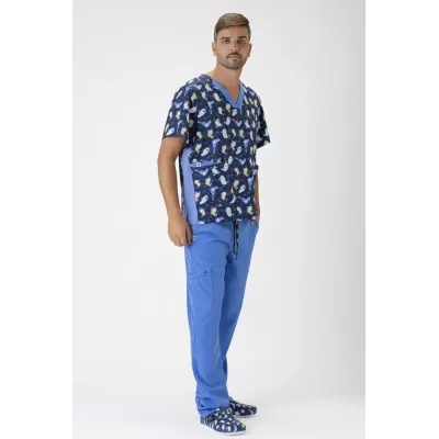 CASACA ELASTICA COMBINADA M/CORTA B9863 ESTAMPADO WORKTEAM