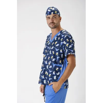 CASACA ELASTICA COMBINADA M/CORTA B9863 ESTAMPADO WORKTEAM