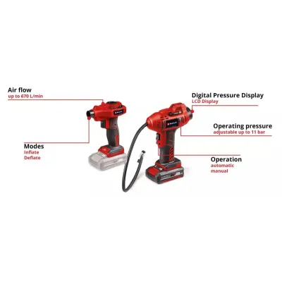 KIT SOPLADOR Y COMPRESOR CE-CC 18 LI+CE-AP 18 1X2Ah 2070111 EINHELL