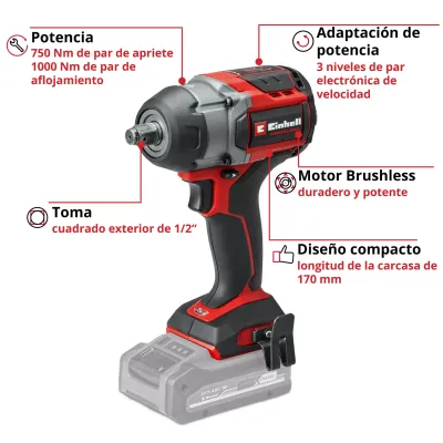 LLAVE IMPACTO A BATERIA TP-CW 18/750-C LI-SOLO 4510065 EINHELL