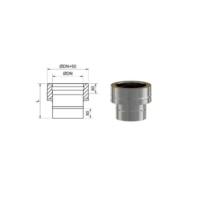 ADAPTADOR PARED SIMPLE-PARED DOBLE 200MM INOX 304 2700262 ROS 