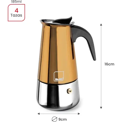 CAFETERA EXPRESS INOX MOCA 629904/4 TAZAS CUPRA IBILI