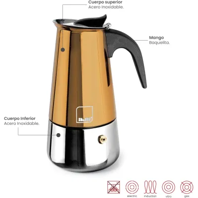 CAFETERA EXPRESS INOX MOCA 629904/4 TAZAS CUPRA IBILI