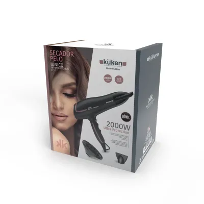 SECADOR PELO PROFESIONAL IONICO 34316 - 2000W NEGRO KUKEN