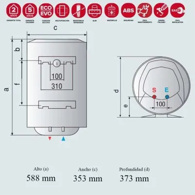 TERMO ELECTRICO PRO1 ECO DRY MULTIS 30 SLIM EU 3626464 ARISTON