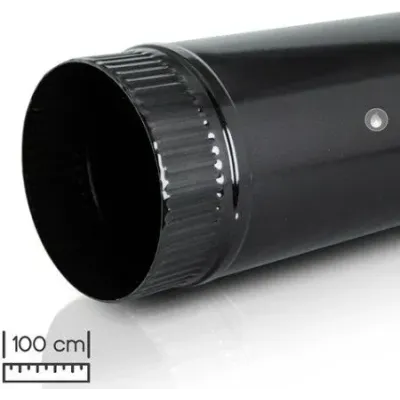TUBO CHIMENEA 100mm x 250mm ESMALTADO NEGRO 020001 PRACTIC