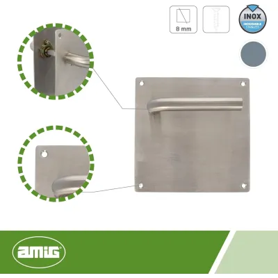 MANILLA C/PLACA 4C 24038 180X180MM INOX 18/8 AMIG