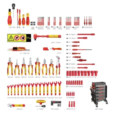 CARRO TALLER WORKSHOP TROLLEY SET EMOBILITY 45801 102 PIECES WIHA