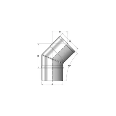 CODO SIMPLE PARED CI45 200mm x 45GRAD. ACERO INOX. AISI 304 20007200 BOFILL