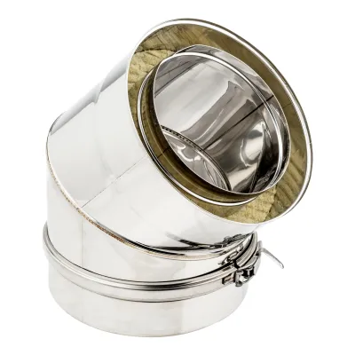 CODO DOBLE PARED CDPS 150MM X 45GRAD.  ACERO INOX. AISI 304 40012150 BOFILL