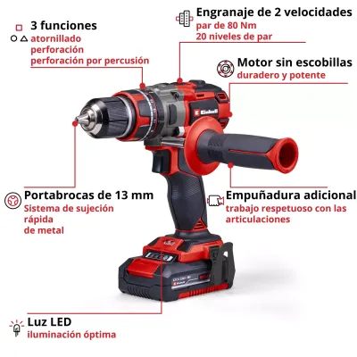 TALADRO PERCUTOR TP-CD 18/80 LI-I BL 4514306 2BATx2AH ACCESORIOS EINHELL