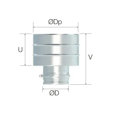 SOMBRERO ANTIRETORNO SIMPLE PARED 300MM INOX AISI 316  4016445 ROS