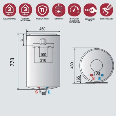 TERMO ELÉCTRICO PRO1 R 80 V ES EU 3201927 ARISTON