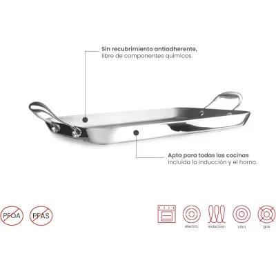 GRILL PLANCHA TRIPLY NATURAL 653638/38X25MM INOX IBILI