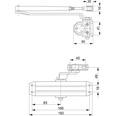 CIERRAPUERTAS DC110-EV1 EN3 BRAZO ARTICULADO PLATA TESA