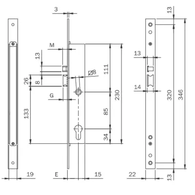 CERRADURA ELECTRICA EMB. 781702352 E35MM S/PALANCA C/CILINDRO INOX ISEO