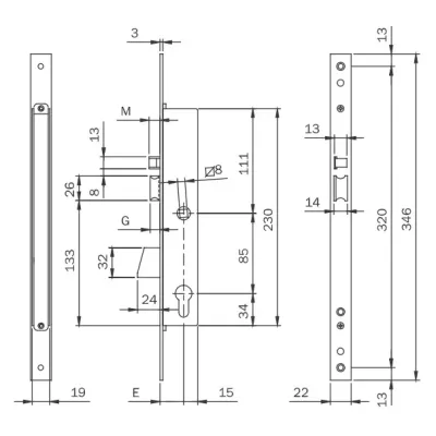 CERRADURA ELECTRICA EMB.781802302 PALANCA E30MM INOX C/CILINDRO ISEO