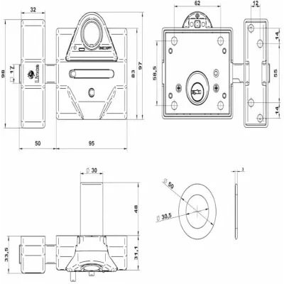 CERROJO 7930-RSA C/ALARMA CROMO MATE LINCE