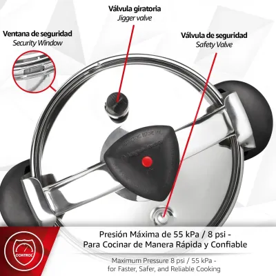 OLLA PRESION STAR BOMBEADA 8LTS INOX MAGEFESA