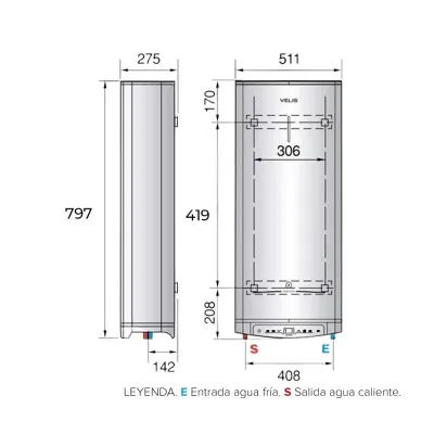 TERMO ELECTRICO VELIS TECH DRY WIFI 50 ES 3100924 ARISTON
