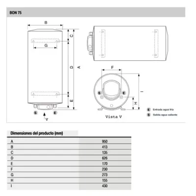 TERMO ELECTRICO BON 2.0 75 EU 3201680 FLECK