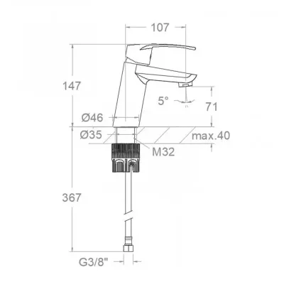 GRIFO LAVABO INCLINADO NEW FLY S2 570121 CROMADO RS