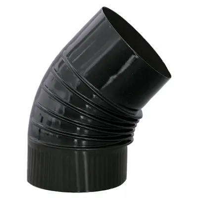 CODO ESCUADRA 200mm x 45 GRADOS ESMALTADO NEGRO 024013 PRACTIC 
