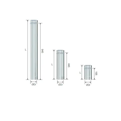 TUBO CHIMENEA DOBLE PARED 200MM 0,5M INOX AISI 316L/304 4014489 ROS