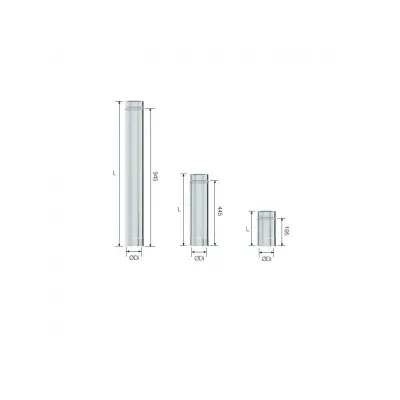 TUBO CHIMENEA DOBLE PARED 180MM 0,25M INOX AISI 316L/304 4016263 ROS