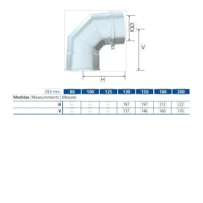 CODO DOBLE PARED 150MM/87 GR INOX AISI 316L/304 4019672 ROS 