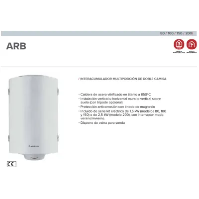 TERMO ELECTRICO INTERACUMULADOR ARB 100L 3070512 ARISTON
