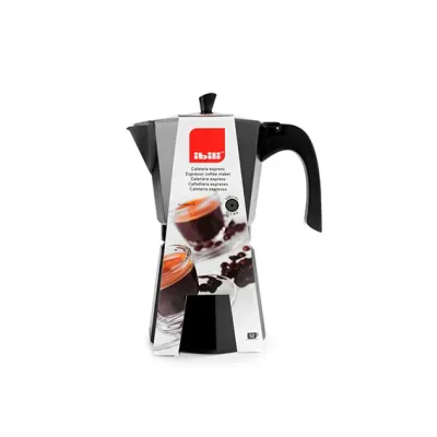 CAFETERA EXPRESS BAHIA 3 TAZAS 612203 ALUMINIO NEGRA IBILI