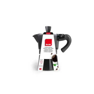 CAFETERA EXPRESS BAHIA 1 TAZA 612201 ALUMINIO NEGRA IBILI