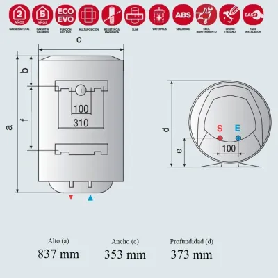 TERMO ELÉCTRICO PRO1 ECO DRY MULTIS 50 SLIM EU 3626465 ARISTON