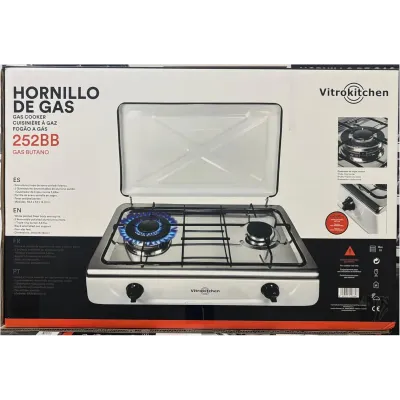 HORNILLO GAS BUTANO 2 FUEGOS 1 TRIPLE 3NW-252BB BLANCO VITROKITCHEN