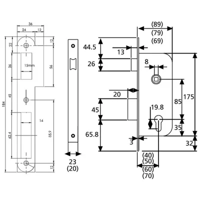 CERRADURA 4030/60 HN SIN CILINDRO TESA