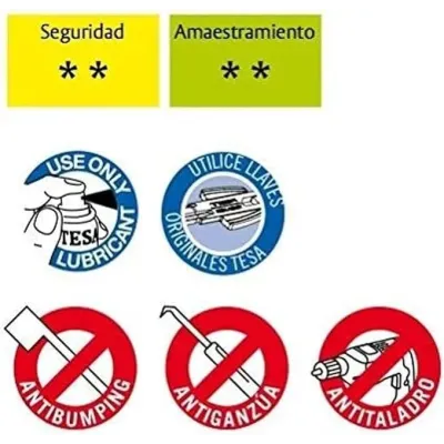 CILINDRO SEGURIDAD T60 T655/35x40 R15 LEVA LARGA LATON PULIDO TESA