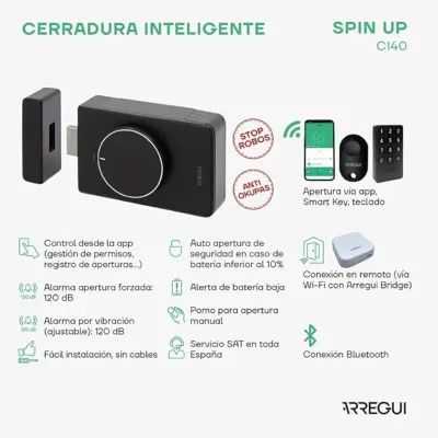 CERRADURA INVISIBLE CI40N SPIN-UP NEGRO ARREGUI