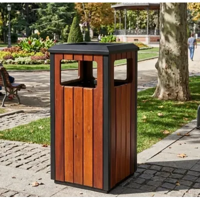 PAPELERA CENICERO CUADRADA MADERA PE503MAI0/25 L JAMI