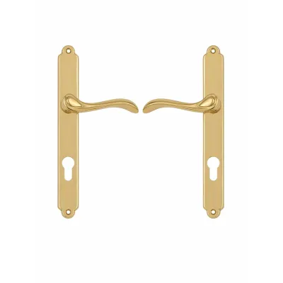 JUEGO MANIVELAS C/PLACA 650-D/240MM C/B YALE 85 LATON PULIDO BRILLO COBA