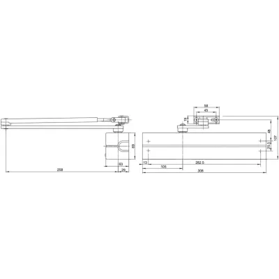 CIERRAPUERTAS DC340-DEV1 EN3/6 GUIA DESLIZANTE PLATA TESA