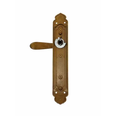JUEGO MANIVELAS C/PLACA 720/259mm LATON CUERO CLARO COBA