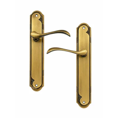 JUEGO MANIVELAS C/PLACA 740/270mm  LATON BRONCE INGLES COBA