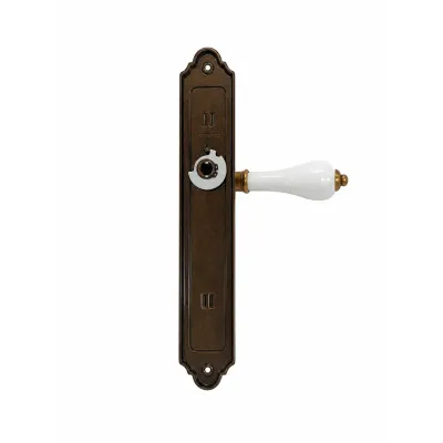 JUEGO MANIVELAS C/PLACA 2720/270mm CER.BLANCA LATON BRONCE INGLES COBA
