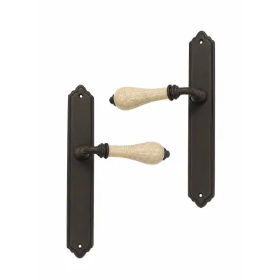 JUEGO MANIVELAS C/PLACA 895/258mm CERAMICA CRAQUELE TABACCO COBA
