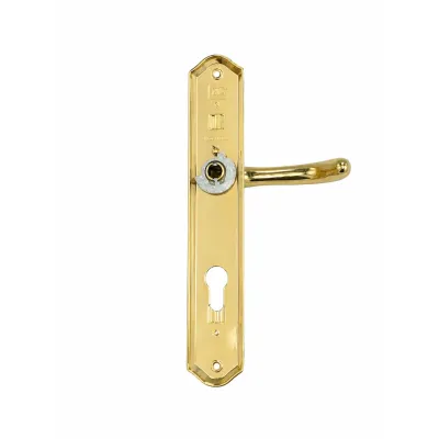 JUEGO MANIVELAS C/PLACA 2400/254mm C-B YALE 85  LATON PVD POLISH BACCO
