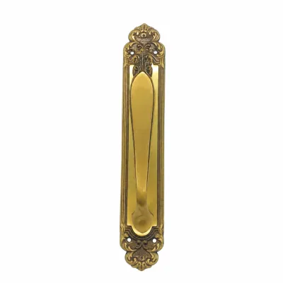 MANILLON PUERTA C/PLACA 723/260mm LATON CUERO CLARO COBA